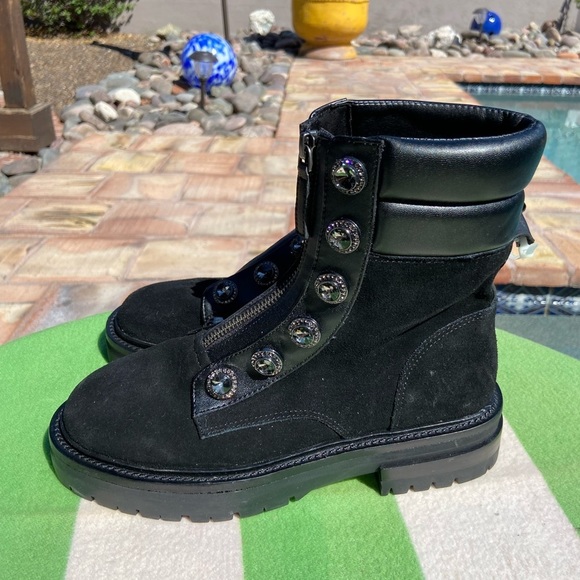 Kurt Geiger Shoes | Kurt Geiger Black Bobby Suede Biker Boot Sz 36.5 | Color: Black | Size: 6.5 | Snointhesummer's Closet